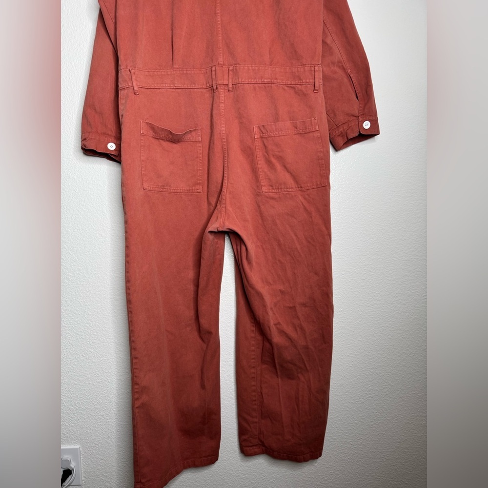 Big Bud Press Everyday Jumpsuit in a long-sleeve clay red cotton twill 3X - Picture 10 of 13